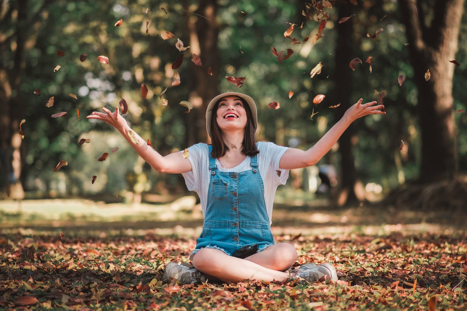 Relaxed woman smiling outdoors